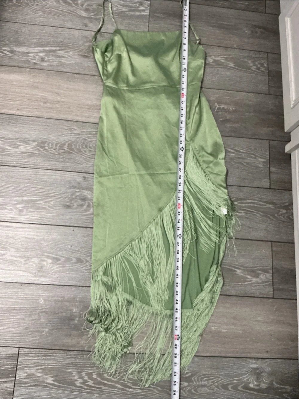 NWT 12th Tribe MONET Sage Green Fringe Cami Dress M - Picture 5 of 13
